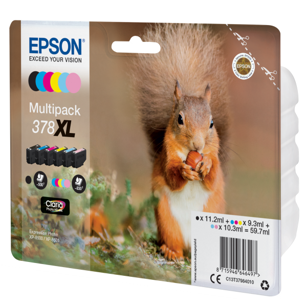 Multipack Cartucho Tinta Epson 378xl C13t37984010 6 Colores Foto Claria Ardilla Main Image
