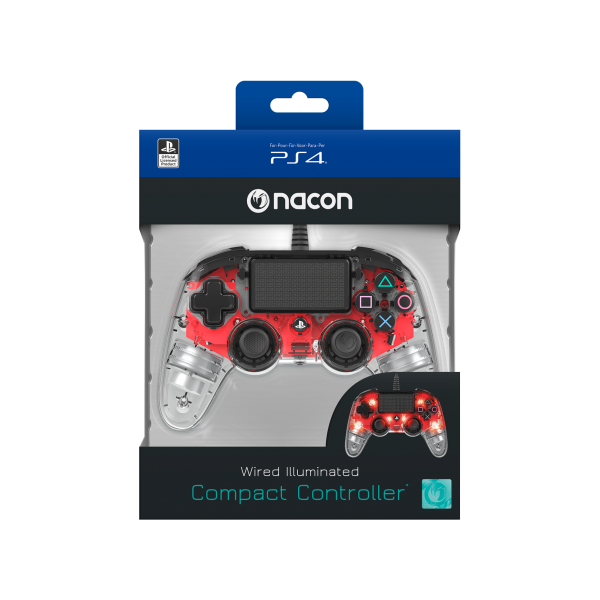 Accesorio Nacon Wired Illuminated Compact Controller Red Oficial Playstation 4 PS4