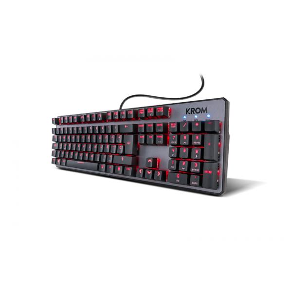 Teclado Gaming Mecánico con Cable KROM Kernel - USB  Cable 180cm  RGB  Negro