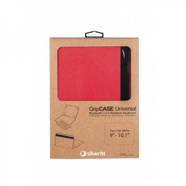 Funda Universal Gripcase Silver Ht Para Tablet 9 - 10 Pulgadas + Teclado Bluetooth Rojo