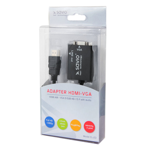 Adaptador Hdmi (m) A Vga (h) Con Audio Savio Cl-23