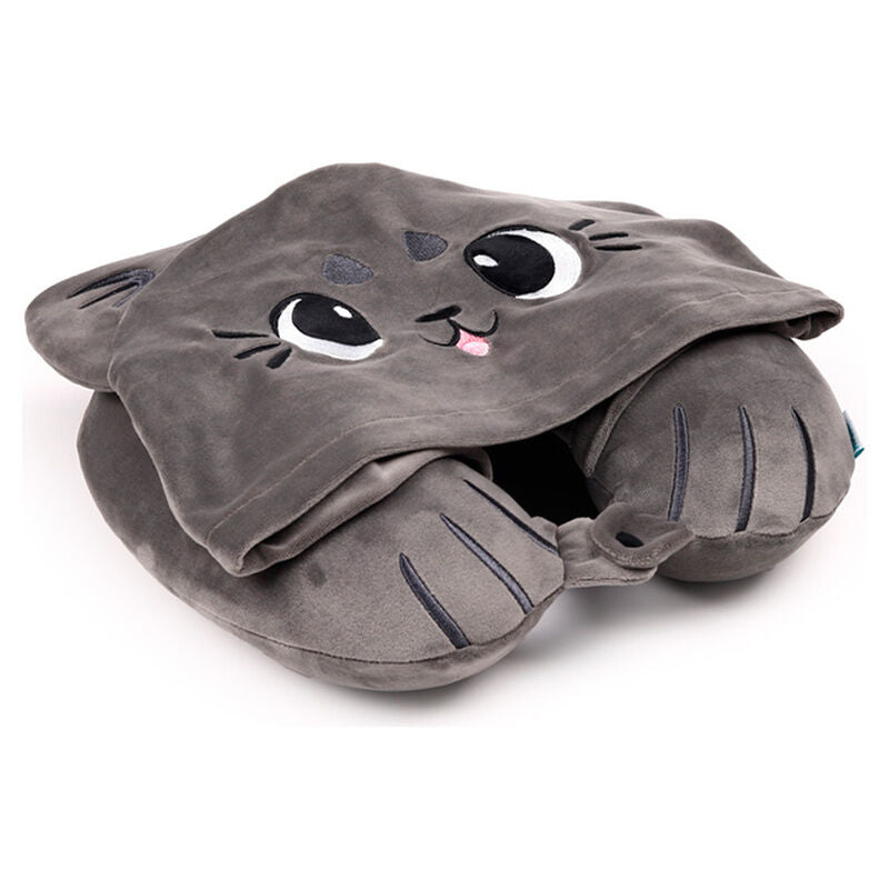 Almohada Viaje Capucha Gatos Beans & Co Hoodeazzz