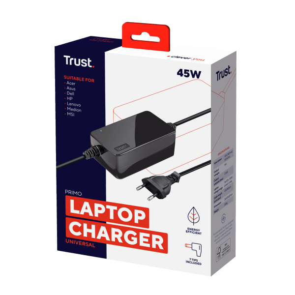 Cargador De Portátil Universal Trust Primo 21904/ 45W/ Autom
