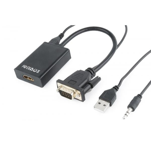 Cable Adaptador Gembird Vga Macho A Hdmi Hembra 0,15M Con Au