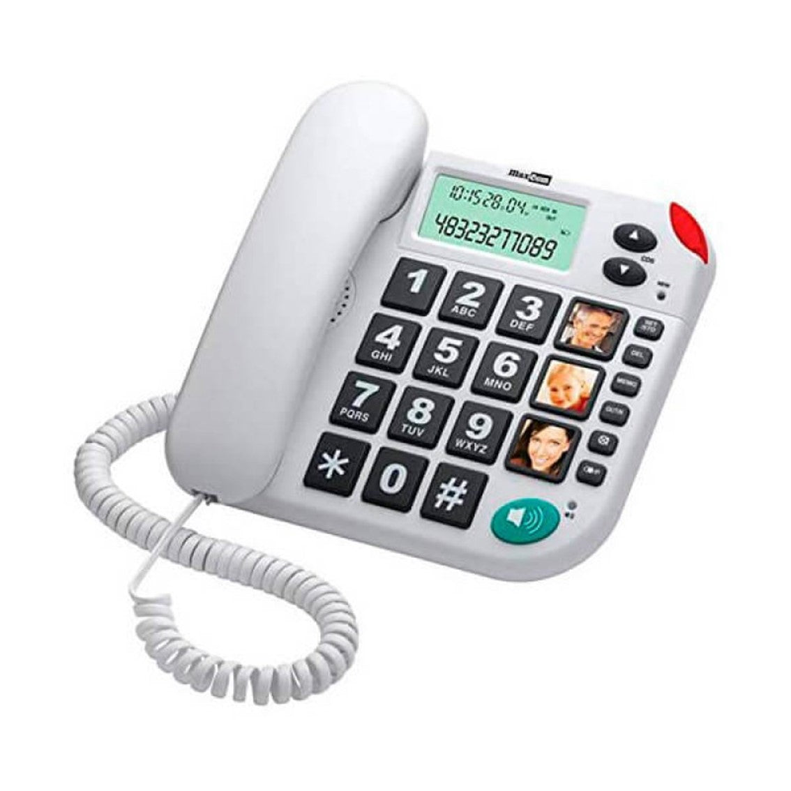 Teléfono Fijo Sobremesa Maxcom Teclas Grandes Blanco