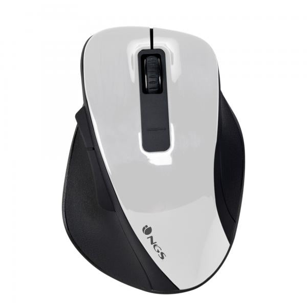 Ratón Inalámbrico Ergonomico NGS Wireless Bow - USB  1200DPI  Blanco