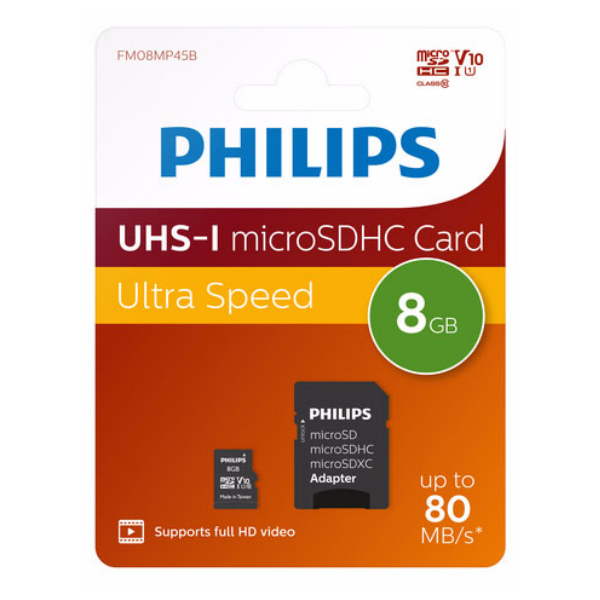 Philips Uhs-i Micro Sdxc Card 8gb + Adapter