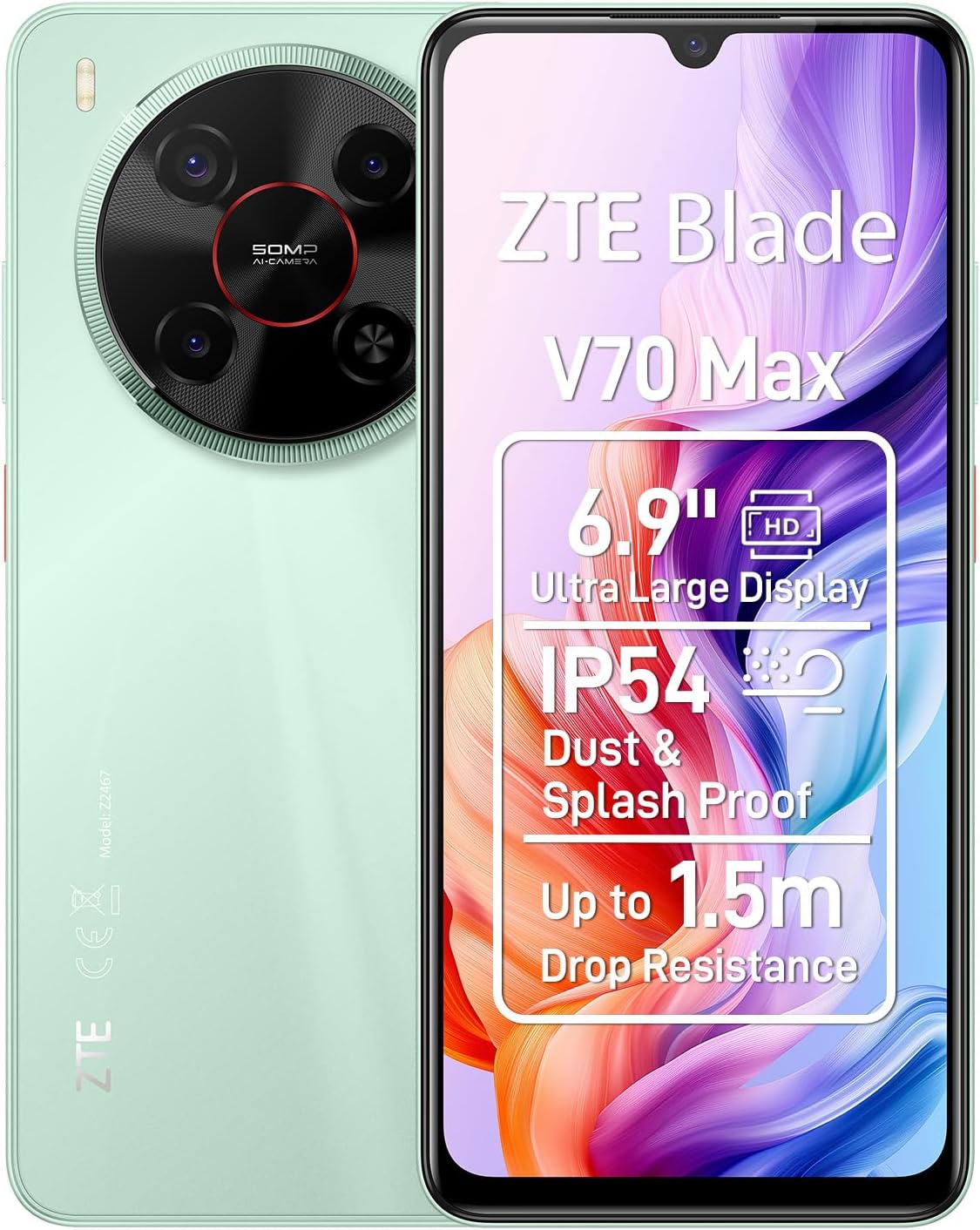 Zte Blade V70 Max 6,9" Hd+ 4+4Gb/128Gb 8Mp/50Mp Green