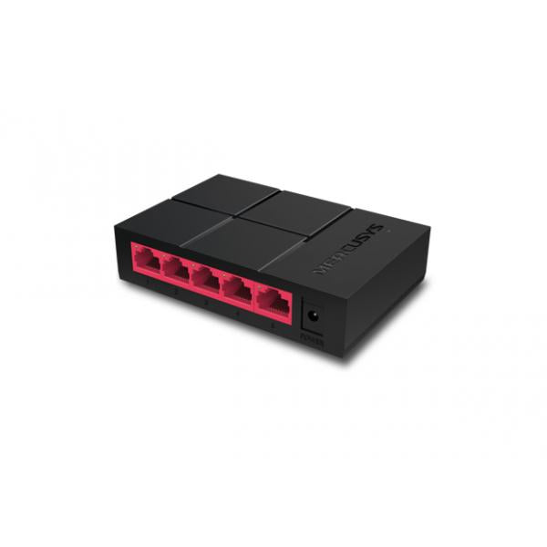 Mercusys MS105G 5 Puertos Gigabit 10 Gbps Plug & Play Negro / Rojo