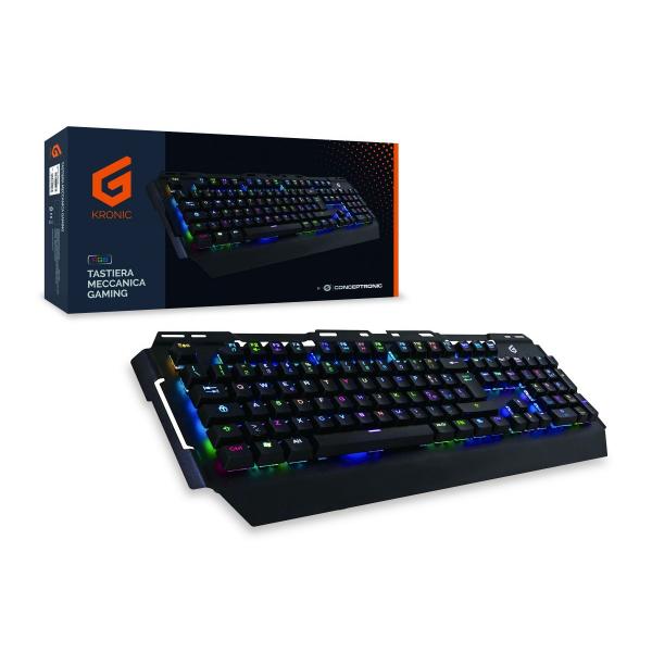 Teclado Gaming Mecanico Conceptronic Kronic01 Italiano Retroiluminado Rgb Usb 8 Teclas Programas