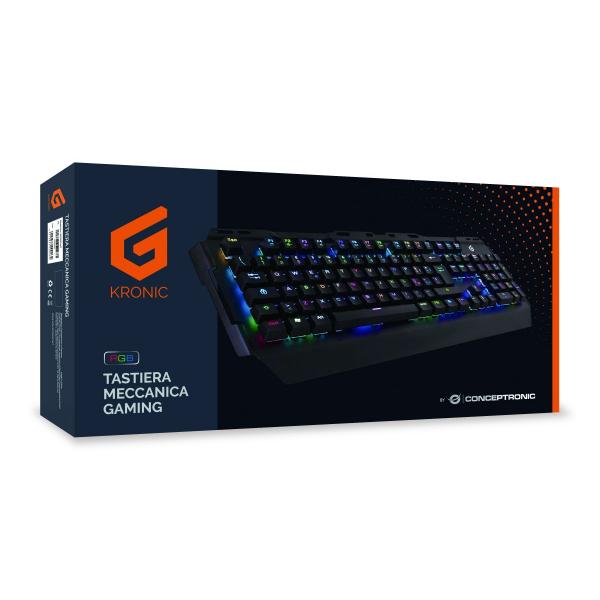 Teclado Gaming Mecanico Conceptronic Kronic01 Italiano Retroiluminado Rgb Usb 8 Teclas Programas