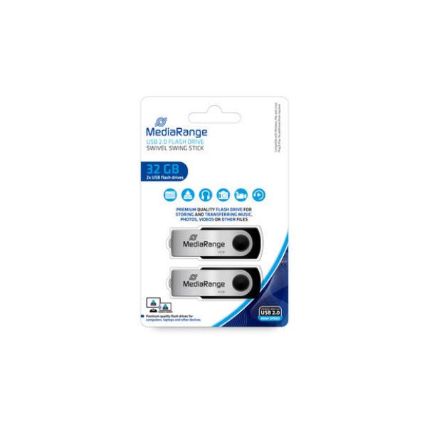 Pendrive 32gb Usb 2.0 Mediarange 2 Pack Hover Image