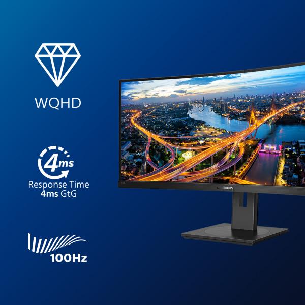 Philips 346B1C 34 Quad HD VA 100 Hz UltraWide Curvo Negro