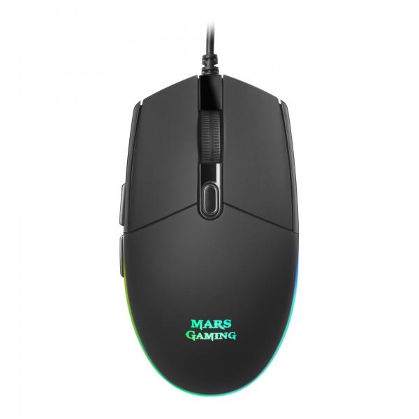 Mouse Mars Gaming Rgb Mmg Black 3200dpi 6 Botones Iluminacion Flow Switches Huano