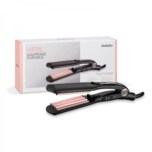 BaByliss The Crimper Plancha de pelo Negro/Rosa