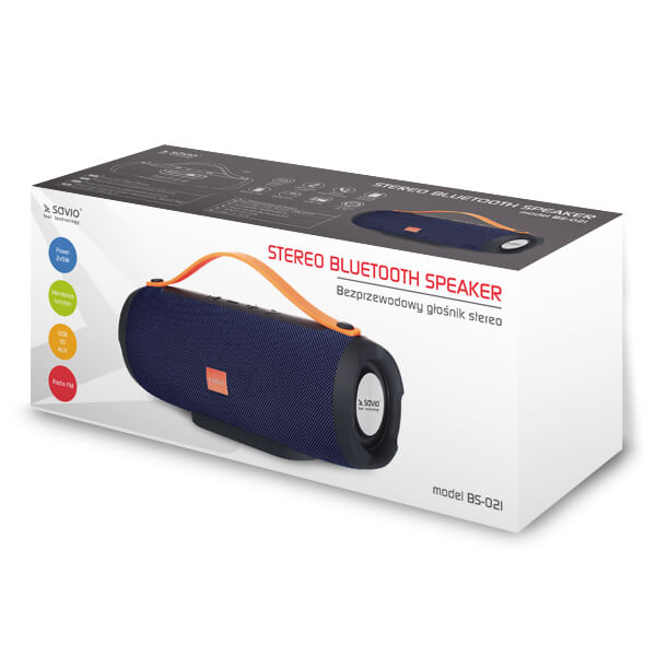 Altavoz Portatil Bluetooth 10w Azul Savio Bs-021