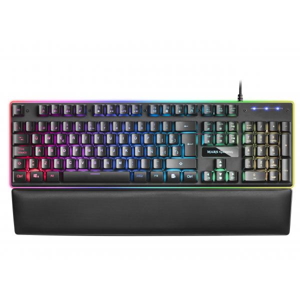 Teclado Mars Gaming Mk320 H-mechanical Red Iluminacion Rgb En Teclas Y Contorno Panel De Aluminio Re Hover Image
