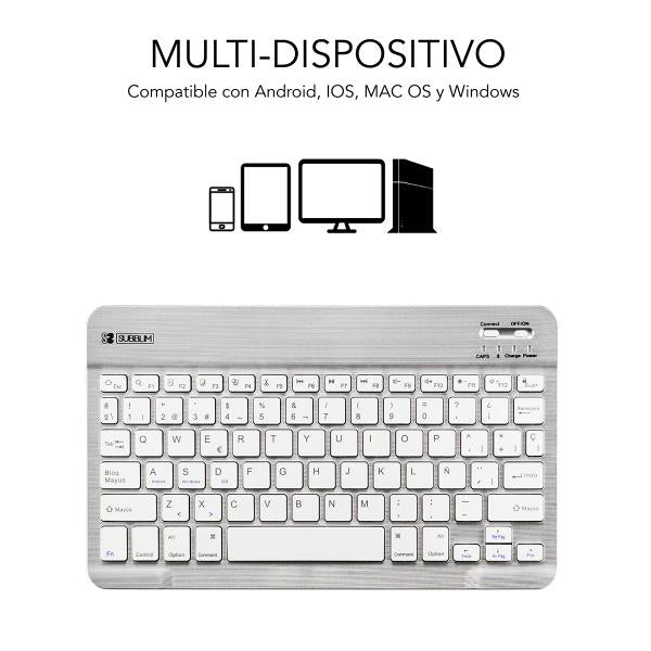 Teclado Bluetooth SUBBLIM SM0001 SUB-KBT-SM0001 - BT 3.0  Multidispositivo  Gris