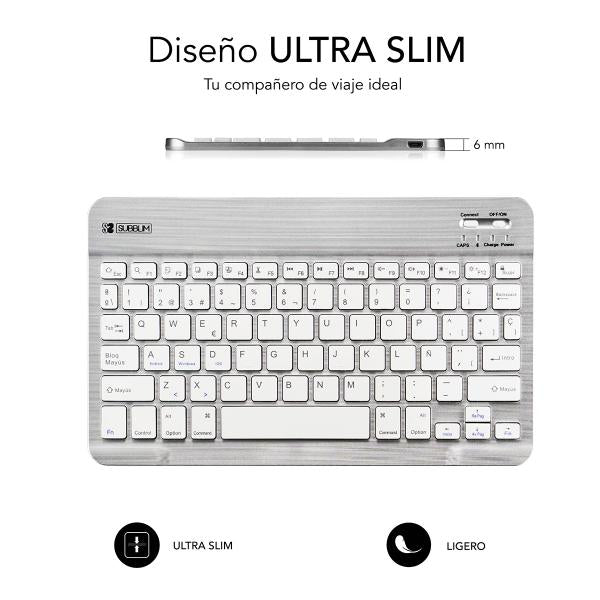 Teclado Bluetooth SUBBLIM SM0001 SUB-KBT-SM0001 - BT 3.0  Multidispositivo  Gris