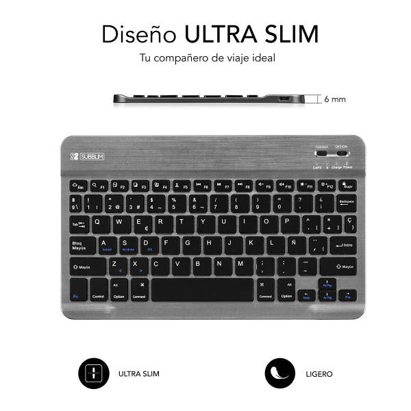 SUBBLIM Teclado Bluetooth Smart para Android, Mac, OS y Windows Gris