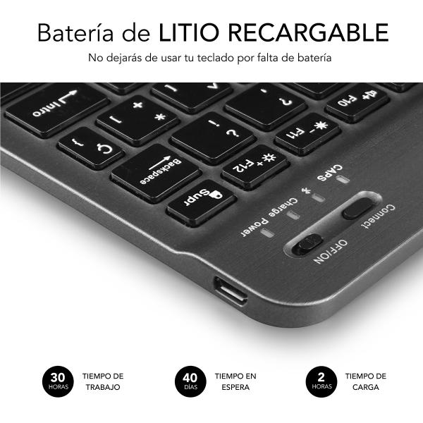 SUBBLIM Teclado Bluetooth Smart para Android, Mac, OS y Windows Gris