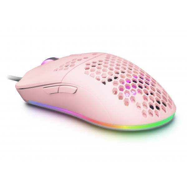 Mouse Mars Gaming Rgb Mmax Diseo Hive Pink 12400dpi Pixart 3327pro Switch Huano Superficie Perforad
