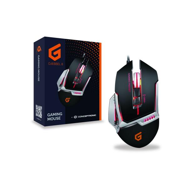 Mouse Conceptronic Gaming Djebbel02b Usb Alta Sensibilidad Sensor 4000dpi Botones Programables