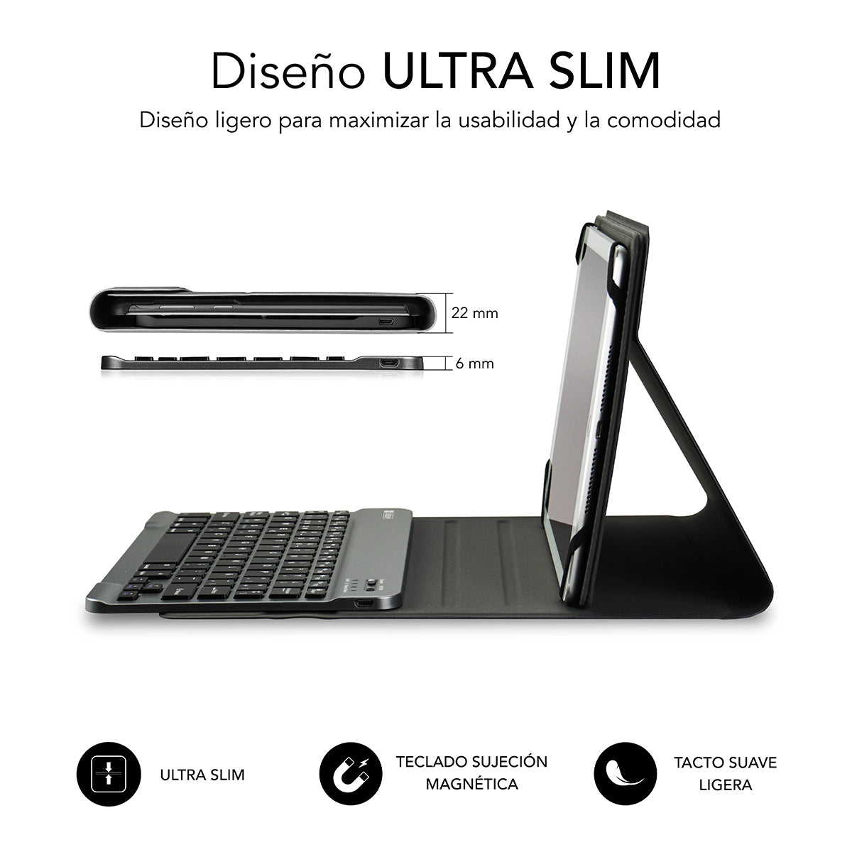 Funda Con Teclado Subblim Keytab Pro Bluetooth Para Tablets
