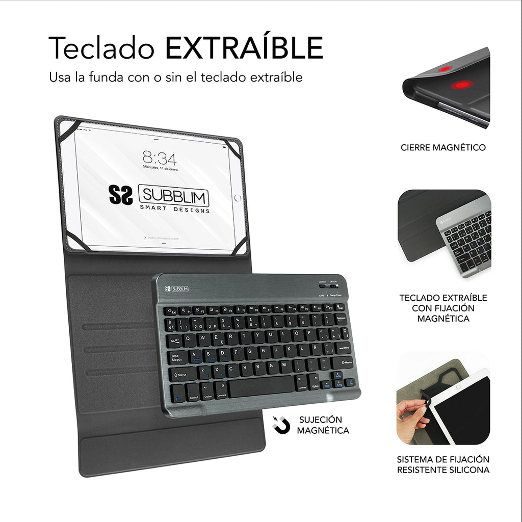 Funda Con Teclado Subblim Keytab Pro Bluetooth Para Tablets