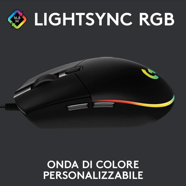 Mouse Logitech G203 Lightsync Rgb 8000dpi 6 Botones Color Negro