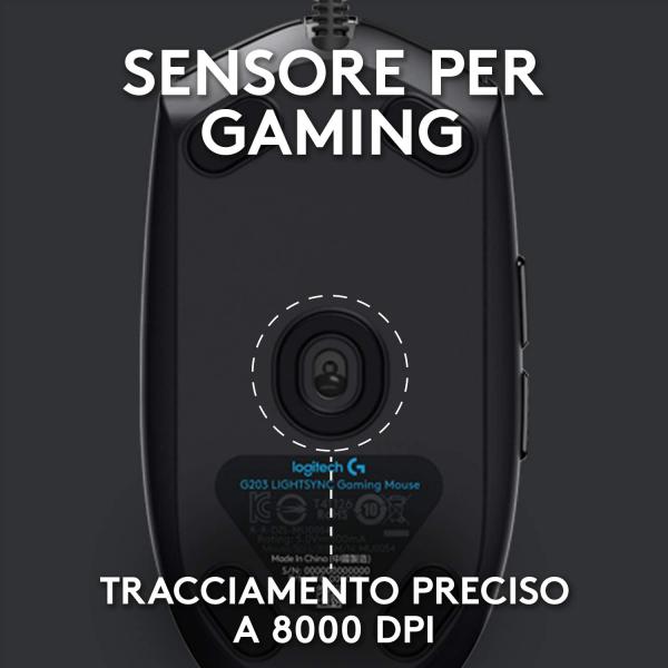 Mouse Logitech G203 Lightsync Rgb 8000dpi 6 Botones Color Negro