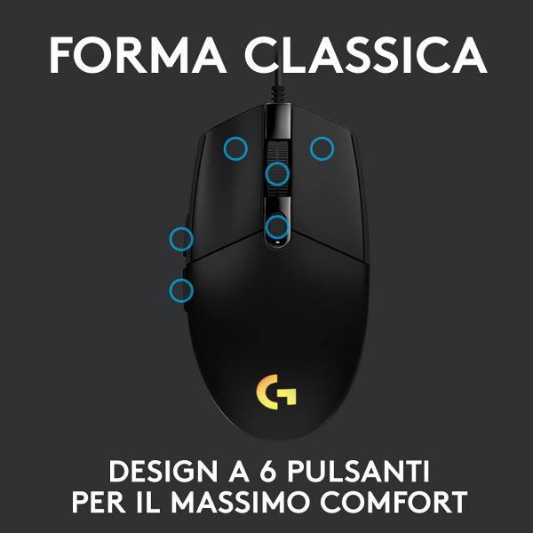 Mouse Logitech G203 Lightsync Rgb 8000dpi 6 Botones Color Negro