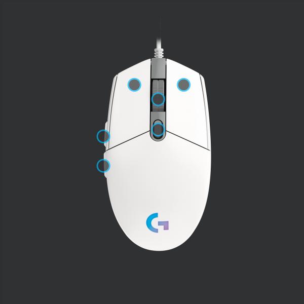 Mouse Raton Logitech G203 Lightsync Blanco Gaming 8.000 Dpi 6 Botones