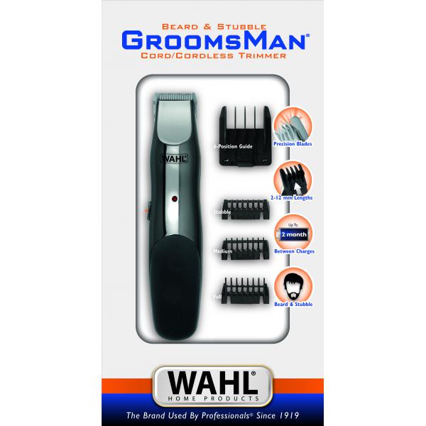 Afeitadora eléctrica Wahl Groomsman Recargable Sin Cable Negro y Gris