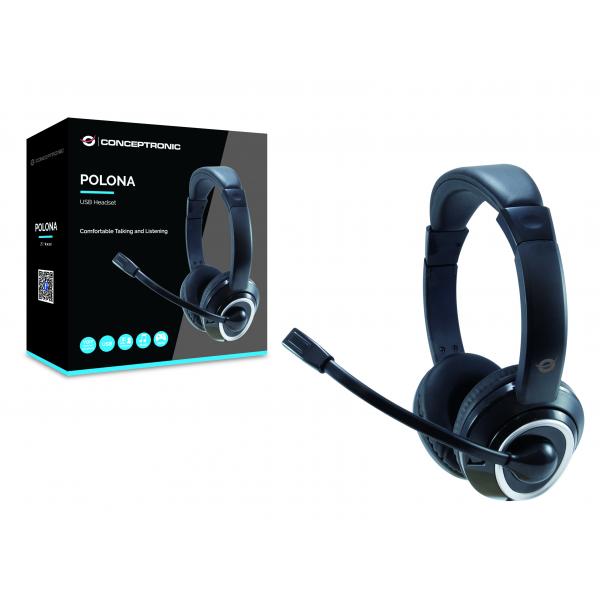 Auricular Conceptronic Polona01b - Usb - Microfono - Control Volumen
