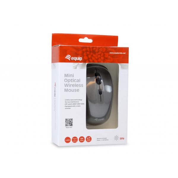 Mouse Equip Wireless Mini Life Optico 4 Botones Scroll Gris 1600dpi