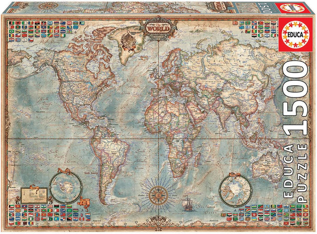 Puzzle 1500 El Mundo, Mapa Político Hover Image