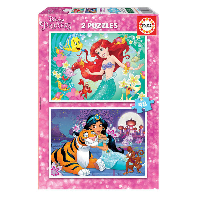 Puzzle Ariel + Jasmine Princesas Disney 2X48Pzs Hover Image