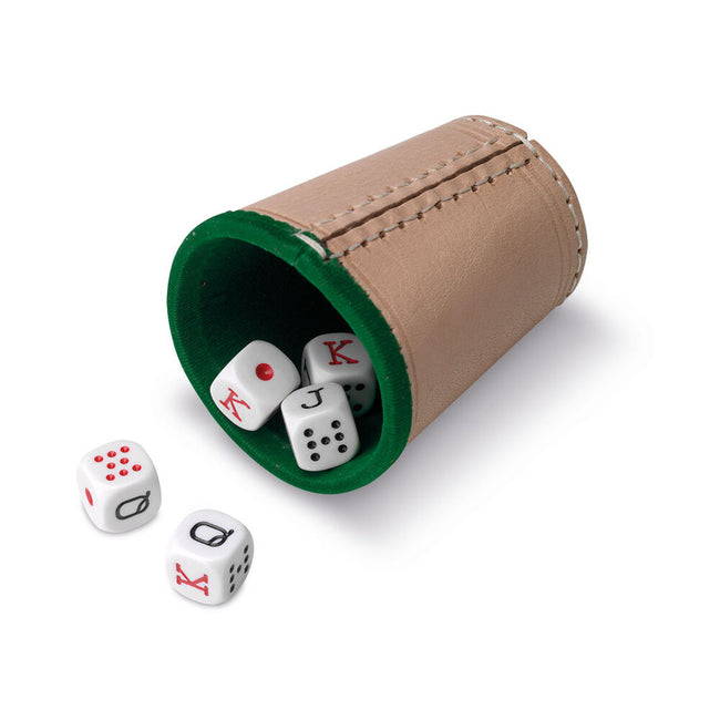 Cubilete Cuero Y 5 Dados Poker Hover Image