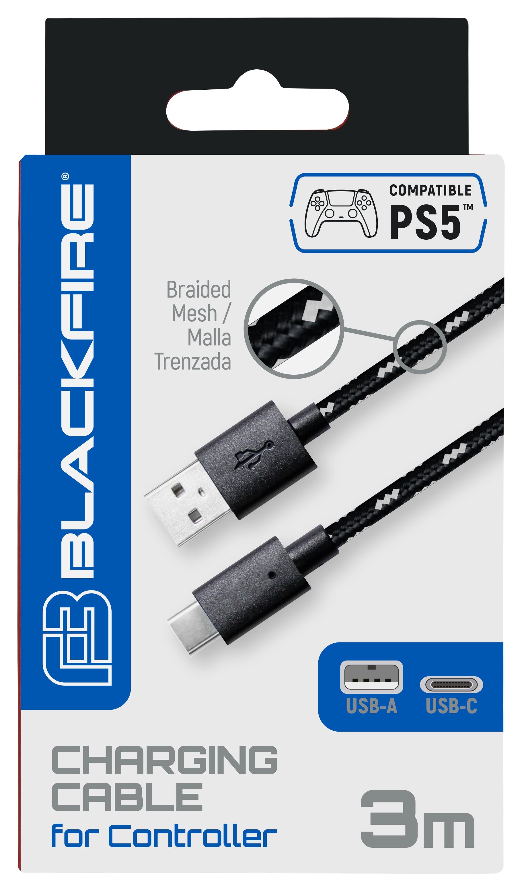 Cable Usb Type C 3M Blackfire Mando Ps5 PS5 (accesorios)