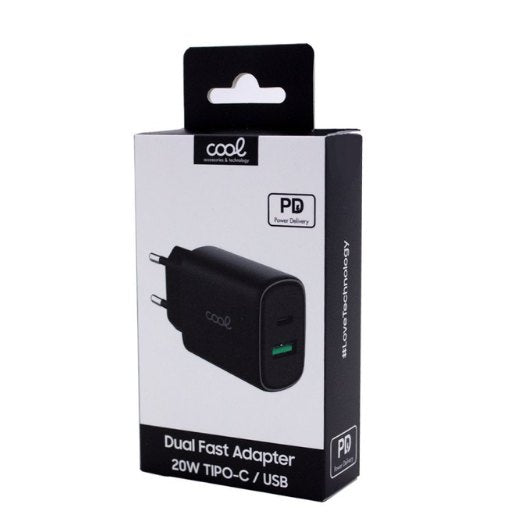 Cargador Cool Dual Usbc-Usb 20W Black Hover Image