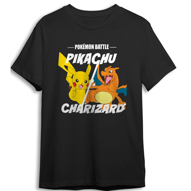 Camiseta Pikachu Vs Charizard Pokemon Infantil Hover Image