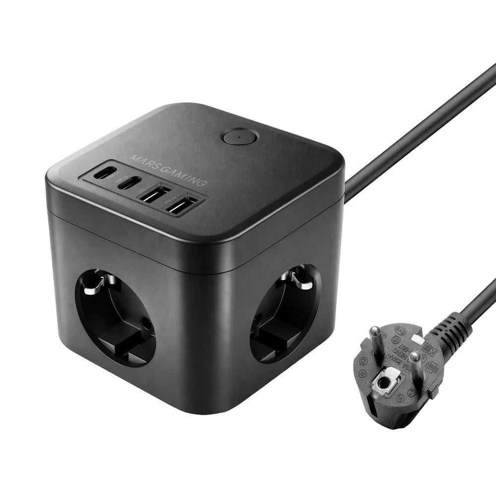 Cargador De Pared Mars Gaming Md - Cube35 35W 3X Schuko 2X U