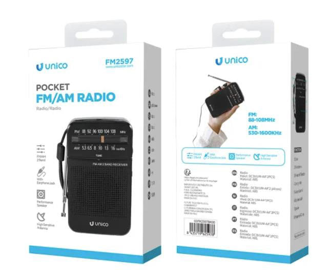 Radio Portátil Unico Fm2597 Dc3V (Aax2) Negro Varios Hover Image