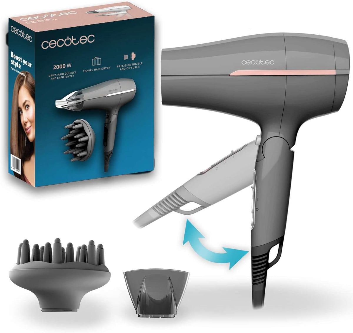 Secadores De Pelo DC Cecotec IoniCare Power&Go Heaven Grey