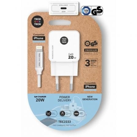 Cargador De Pared Tech One Tech Tec2222/ 1Xusb Tipo-C + Cabl