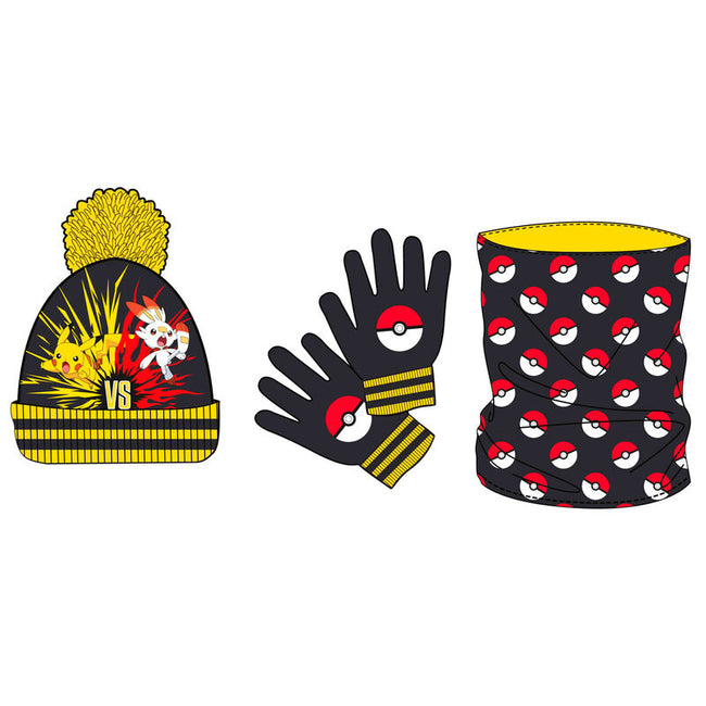 Set Gorro Braga Cuello Y Guantes Pokemon Hover Image