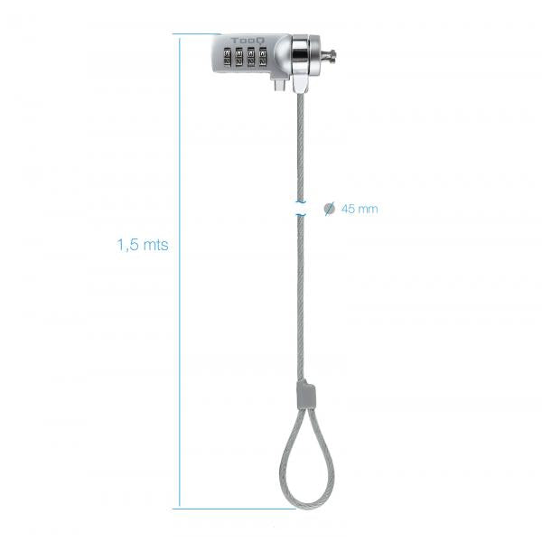 Cable De Seguridad Portatiles/monitores/televisiones Tooq Tqclk0015 Con Combinación 1.5 M Sistema Ke