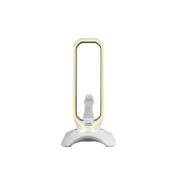 Soporte Mars Gaming Mhhpro White Para Auriculares Con Hub Usb 3.0 2p Y Bungee Pra Mouse Con Iluminac