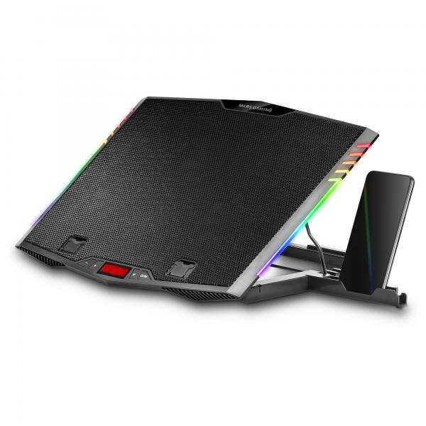 Base De Refrigeracion Para Portatiles Mars Gaming Mnbc5 Con Soporte Adicional De Movil/tablet Para P